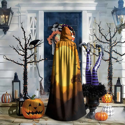 Scary Big Moon Night Hooded Cosplay Costume Halloween Adult Long Party Cape