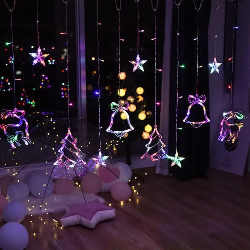 Christmas Decor String Garland Curtain Light LED For Wedding Home Christmas Tree Ornament 2023 Navidad Xmas Gift 2024 New Year