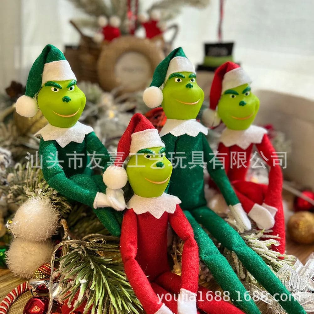 Christmas Green EIF Doll Monster Grinchhed Toys For Children Xmas New Year Decoration Gift