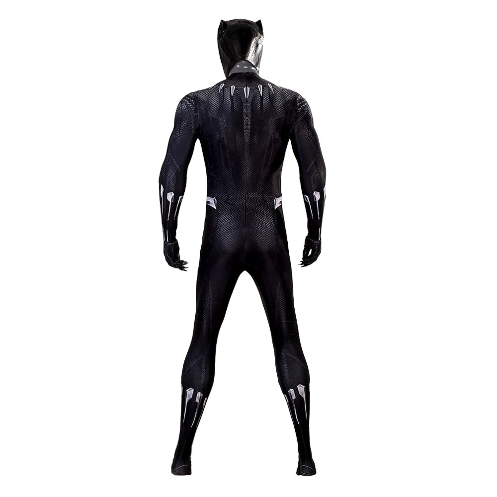 Movie Black SuperHero Costume Lycra Panther Cosplay Jumpsuit 3D Printed Halloween Costume Spandex Bodysuit Zentai  with Mask