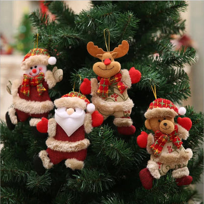 Santa Claus Snowman Deer Bear Fabric Doll Hanging Gift Christmas Tree Accessories Merry Christmas Decor for Home Xmas Ornaments