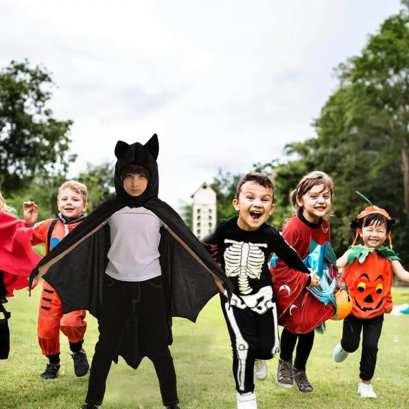 Kids Bat Cape Exquisite Hero Dress Up For Halloween Black Cloak Wings Hooded Cape Kids Bat Vampire Wings For Kids