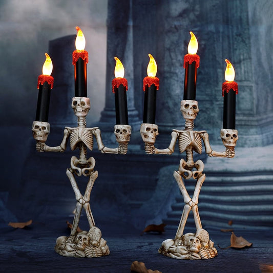 2/3pcs Halloween Skull LED Candlestick Skeleton Ghost Hand Flameless Candle Holder Lamp Lights Halloween Party Bar Decoration