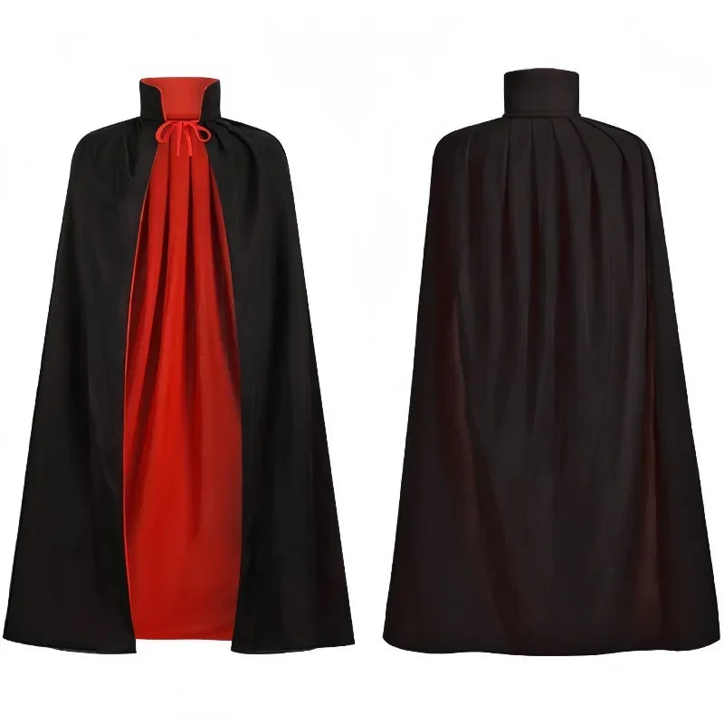 Halloween Vampire Cape Children's And Adult's Knitted Fabric Red And Black Double-sided Cape Halloween Cosplay Costume Cape