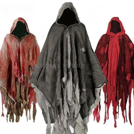 Unisex Halloween Ghost Dementors Cosplay Costume Gothic Horror Zombie Tattered Hooded Capes Day Of The Dead Party Props Cloaks