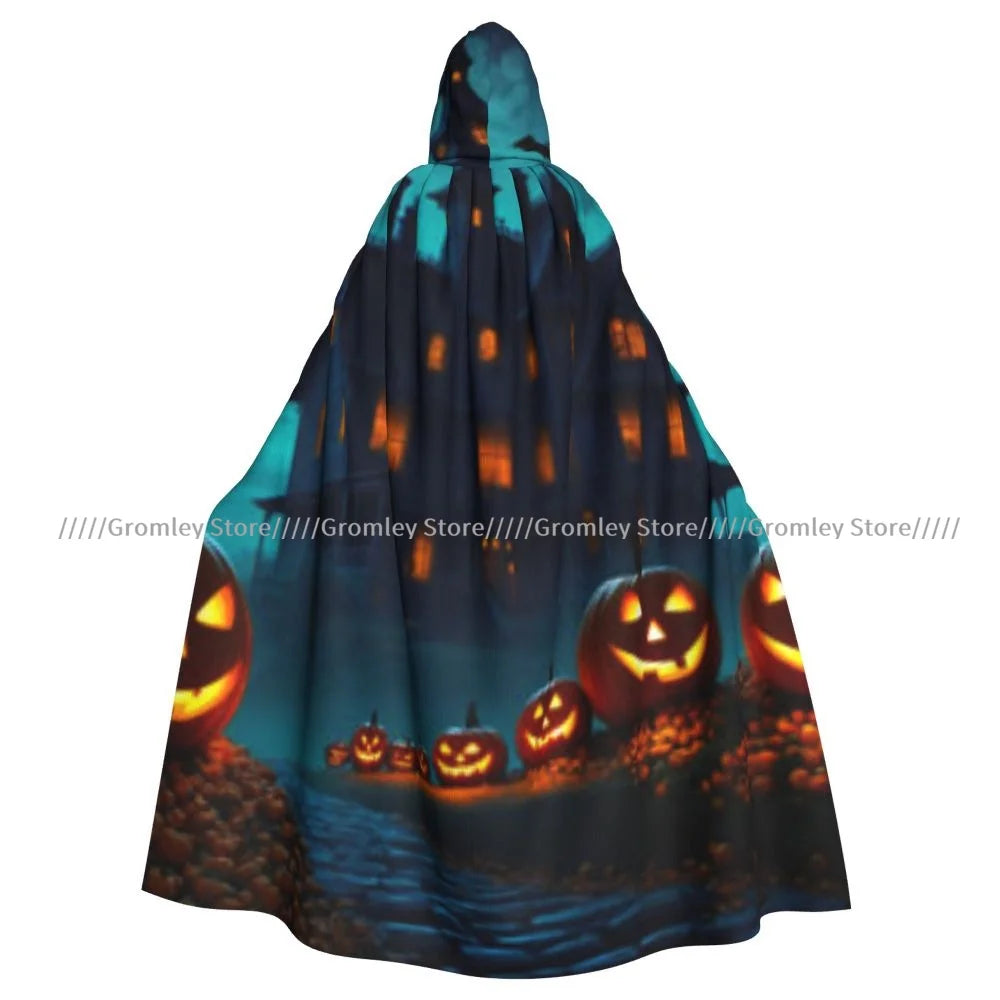 Unisex Halloween Cloak Funny Psychedelic Bats Cape Hooded Medieval Costume Witch Wicca Vampire