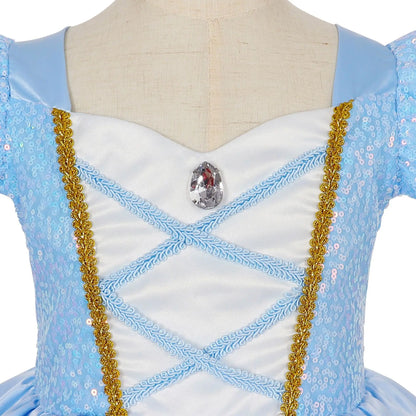 Disney Girl Cinderella Cosplay Dress Up Clothes For Girls Halloween Carnival Party Princess Costume Kids Birthday Wedding Gown