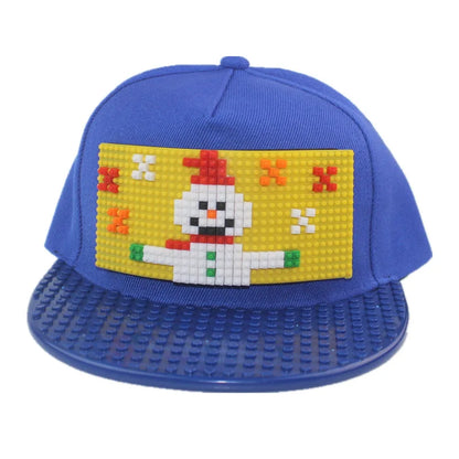 Cartoon Patchwork Baseball Caps DIY Blocks Snapback Hats Hip Hop Hat for Men Women Detachable Pixels Dad Hats Cap Kids Adults