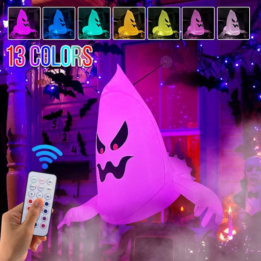 Large Inflatable Ghost Horror Window Decoration: Glowing Halloween Prop