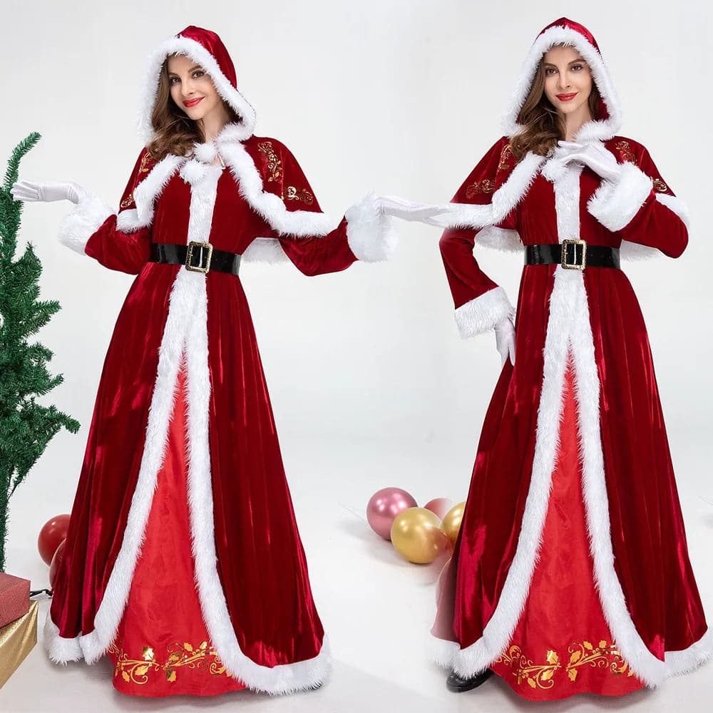 M-6XL Christmas Role-playing Costume Santa Claus Red Dress for Women Halloween Costumes