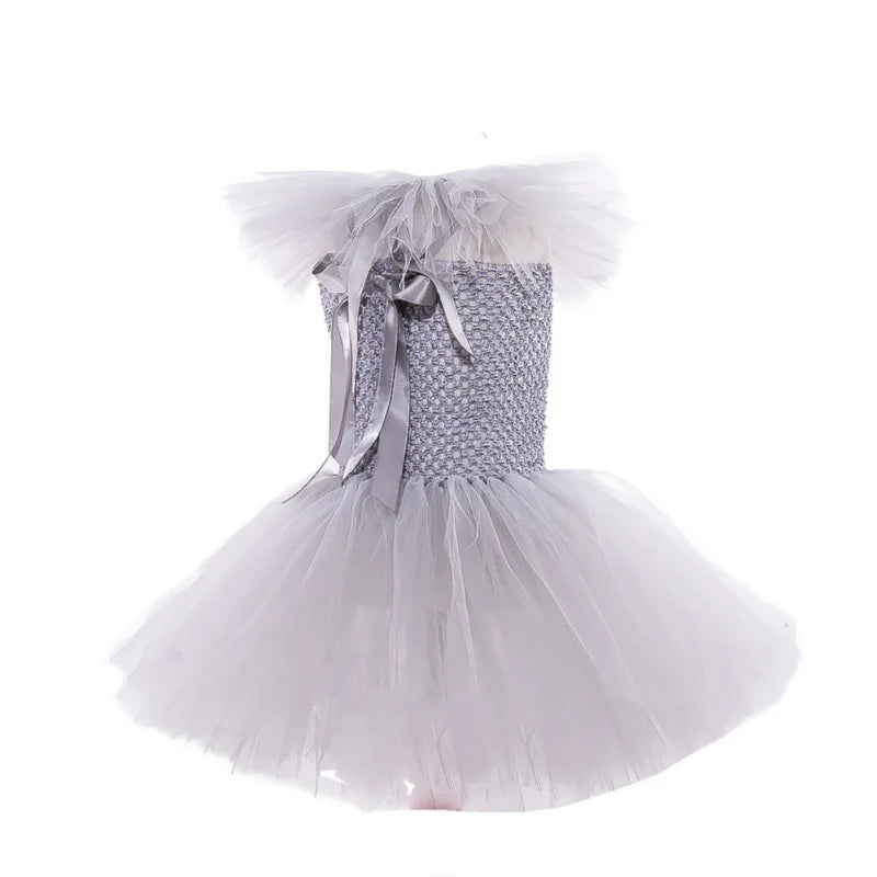 Halloween Girls Tutu Dress Kids Cosplay Scary Gray Clown Costume Girl Carnival Party Dress Up Clothing