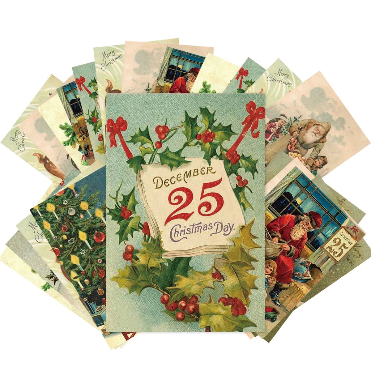 12/24pcs Retro Christmas Postcards Santa Claus Vintage Christmas Greeting Cards Blank Christmas greeting Gift for Friend Navidad