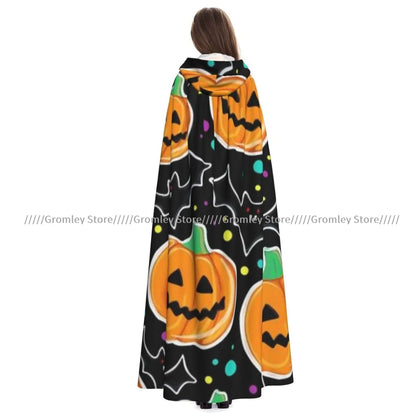 Unisex Halloween Cloak Funny Psychedelic Bats Cape Hooded Medieval Costume Witch Wicca Vampire