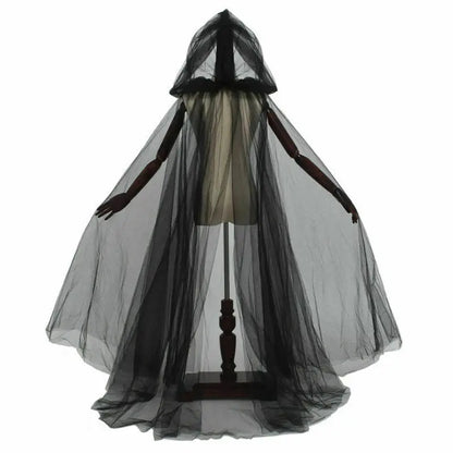 Halloween Mesh Cosplay Ghost Cosplay Hooded Cape Grim Reaper Witch Long Cloak Party Costume Halloween Costum Double Layer Mesh