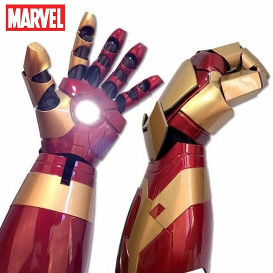 Hot Mk43 Avengers Marvel 1:1 Iron Man Glowing Arm Gloves Cosplay Performance Props Wearable Figure Toys Gifts