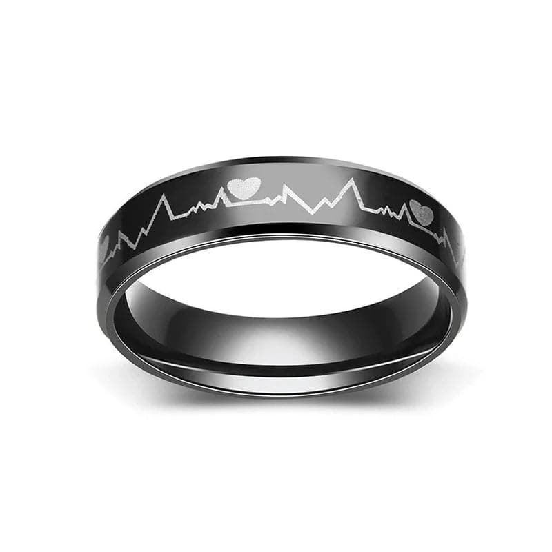 Fashion Titanium Steel ECG Love Couple Ring Korean Simple Trend Youth Boy Girl Heart Rings Jewelry Accessories Gifts