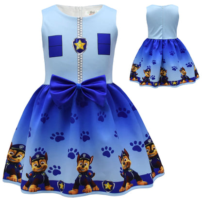 Kids Dresses for Girls Patrol Dog Halloween Cosplay Costumes Mascot Chase Dog Children Carnival Party Role Play Clothes for Girl