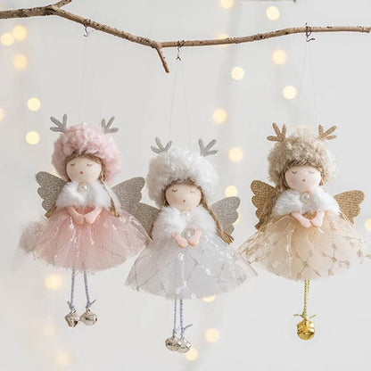 Christmas Plush Angel Girl Pendant White Pink Christmas Angel Doll Tree Decoration Christmas Home Holiday Gift Decoration 2023