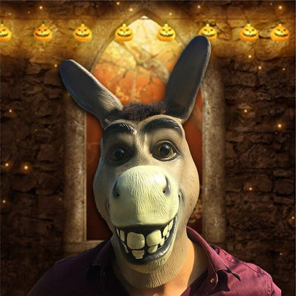 Funny Adult Creepy Funny Donkey Horse Head Mask Latex Halloween Animal Cosplay Zoo Props Party Festival Costume Ball Mask