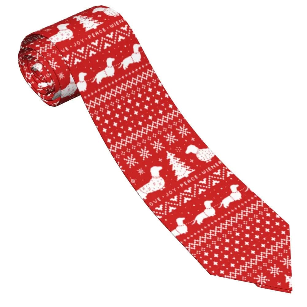 Dachshunds Christmas Men Women Necktie Silk Polyester 8 cm Wide Sausage Dog Lover Neck Ties for Men Accessories Office
