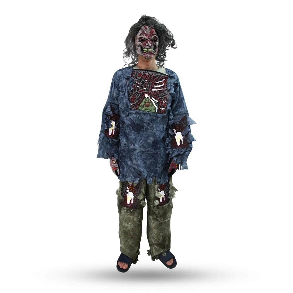 Halloween Zombie Costume Fancy Dress Cosplay Costumes Horror Outfits Scary Party Horrible Corpse Wear