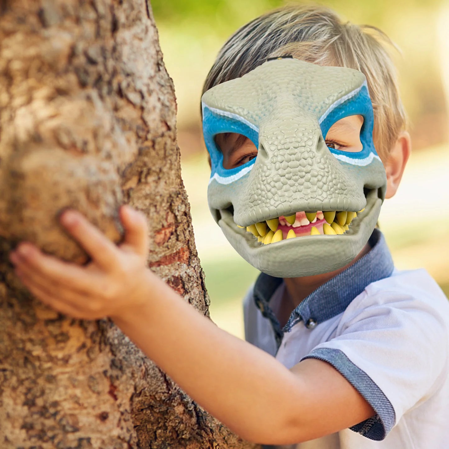 3D Dinosaur Mask Lifelike Raptor Dino Moving Jaw Dinosaur Mask High Quality PVC Headwear Halloween Children Toy Carnival Gift