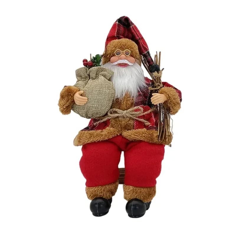 14'' Sitting Santa Claus Figurines Christmas Figure Decorations Hanging Xmas Tree Ornaments Santa Doll Toy Collectible 69HF