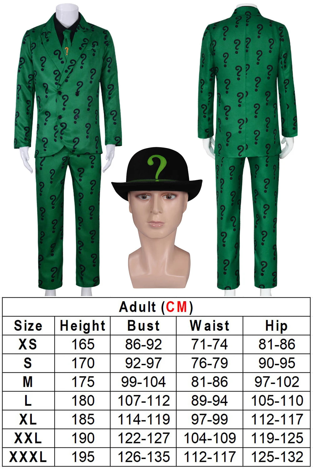 Men Riddler Cosplay Fantasy Movie Super Villain Costume Disguise Adult Boys Roleplay Fantasia Outfits Halloween Male Suits