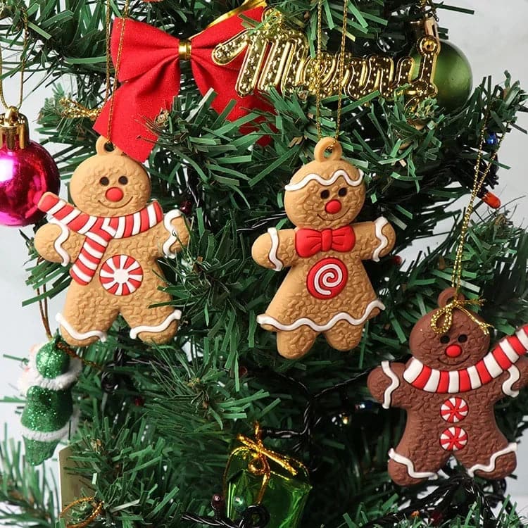 6-12pcs Gingerbread Man Ornaments Xmas Tree Hanging Pendant 2023 Merry Christmas Decorations Home 2024 New Year DIY Charms Gift