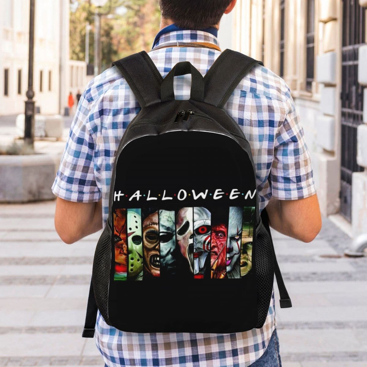 Halloween Horror Movie Character Backpacks for Boys Girls College School Travel Bags Men Women Bookbag Fits 15 Inch Laptop