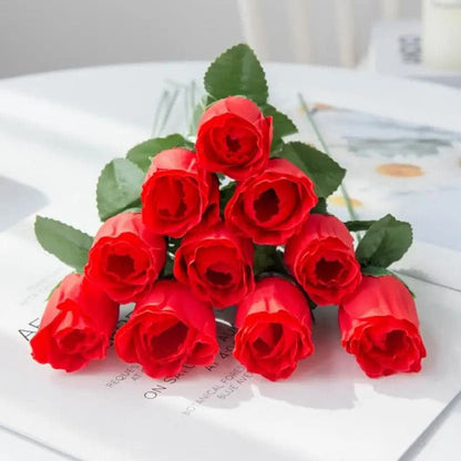 Red Silk Roses Bouquet for Valentine