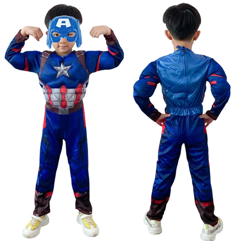 Captain America Costume Superhero Captain America Cosplay Muscle Costumes Jumpsuit Shield Suit Halloween Clothes