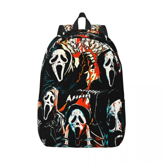 Retro 90s Scream Movie Backpack Men Fashion High School Work Daypack Ghostface Sidney Prescott Laptop Computer Shoulder Bag