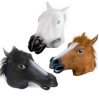 Cosplay Horse Head Mask Halloween Party Decoration Latex Animal Costume Theater Prank Crazy Festival Halloween Decor Accessories