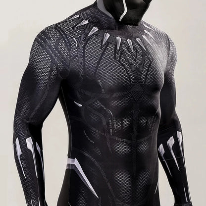 Movie Black SuperHero Costume Lycra Panther Cosplay Jumpsuit 3D Printed Halloween Costume Spandex Bodysuit Zentai  with Mask