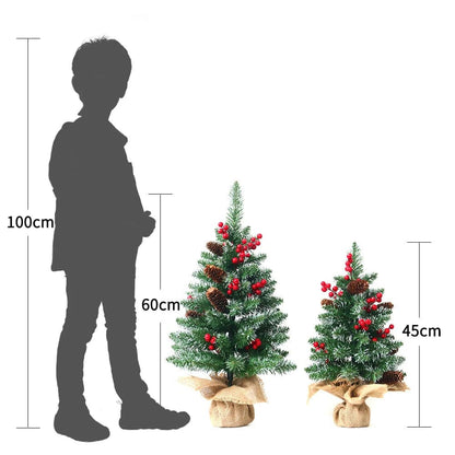 18 Inch Mini Christmas Trees Artificial Tabletop with Berries Pine Cone Ornaments for Dining Table Desk Home Holiday Decorations