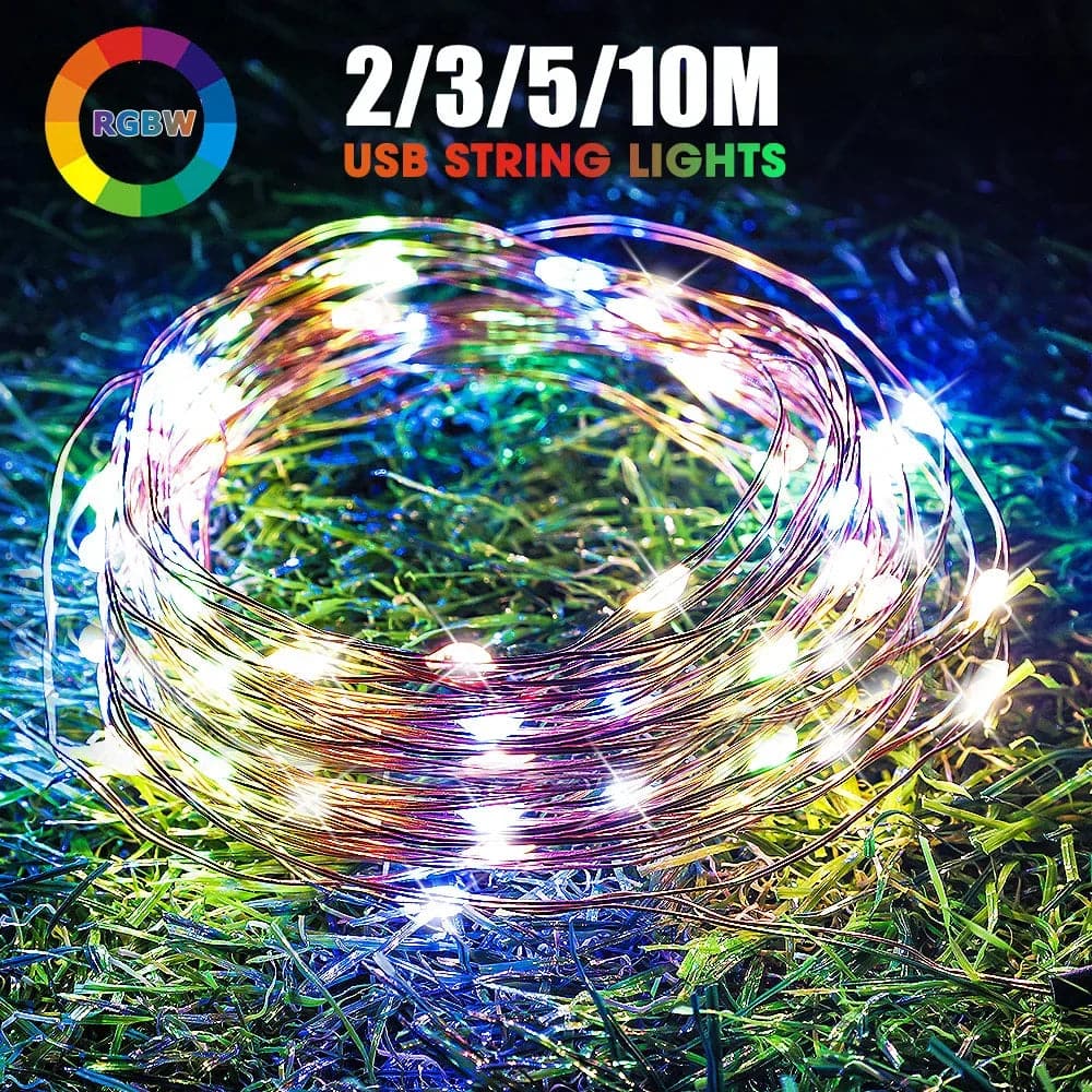 2/10M LED Lights String Copper Wire Waterproof USB Battery Garland Fairy Light For Christmas Wedding Party Decoration Lighting