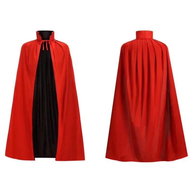 Halloween Vampire Cape Children's And Adult's Knitted Fabric Red And Black Double-sided Cape Halloween Cosplay Costume Cape