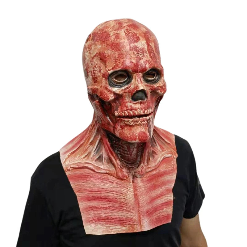 2024 New Halloween Double Rip Mask Bloody Scary Skeleton Latex Mask Scary Cosplay Party Mask Halloween Prop