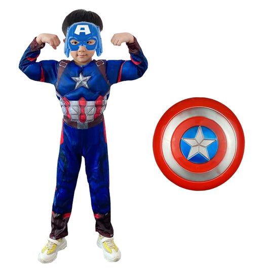 Captain America Costume Superhero Captain America Cosplay Muscle Costumes Jumpsuit Shield Suit Halloween Clothes