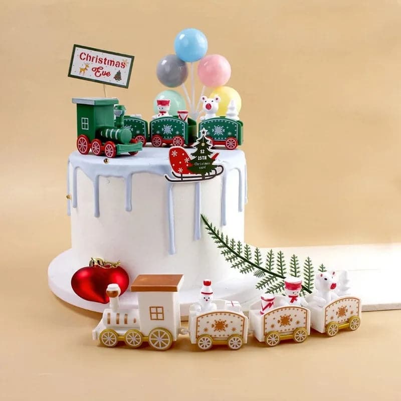 2023 Merry Christmas Plastic Train Ornament/ 4 Knot Hand-assembled Train Toy for Home Santa Claus Gift Xmas New Year Decoration