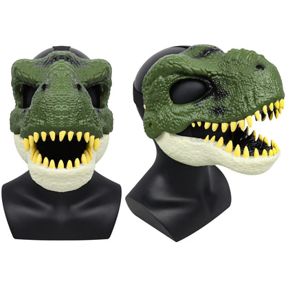 3D Dinosaur Mask Lifelike Raptor Dino Moving Jaw Dinosaur Mask High Quality PVC Headwear Halloween Children Toy Carnival Gift