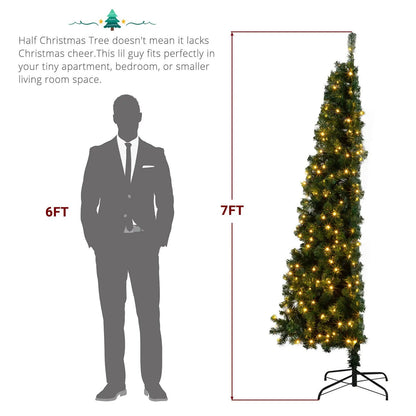 7 Foot Half Christmas Tree Artificial Tree Holiday Decorations 230 LED Lights Christmas Decoration