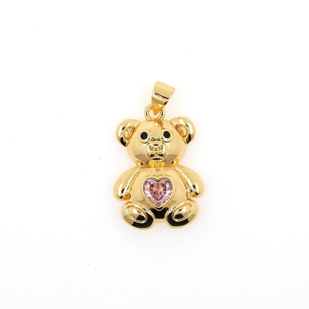 Teddy Bear Pendant for Women - Zircon Gold Plated Copper Pendant