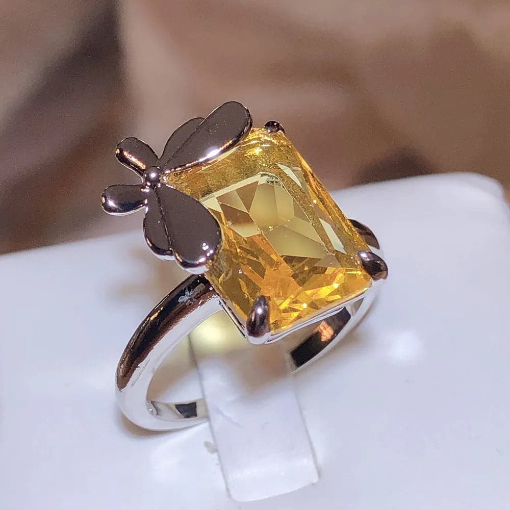 Luxury Sapphire Crystal Couple Ring - Topaz Bow Womens Ring