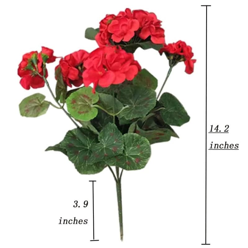 Artificial Geranium Flowers for Valentine - 35cm Plant for Valentine