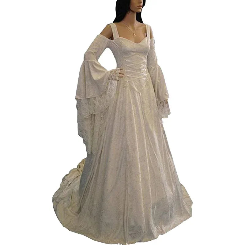 Victorian Costume Medieval Queen Princess Dress Renaissance Women Halloween Royal Wedding Bridal Gown Forest Dress For Adult