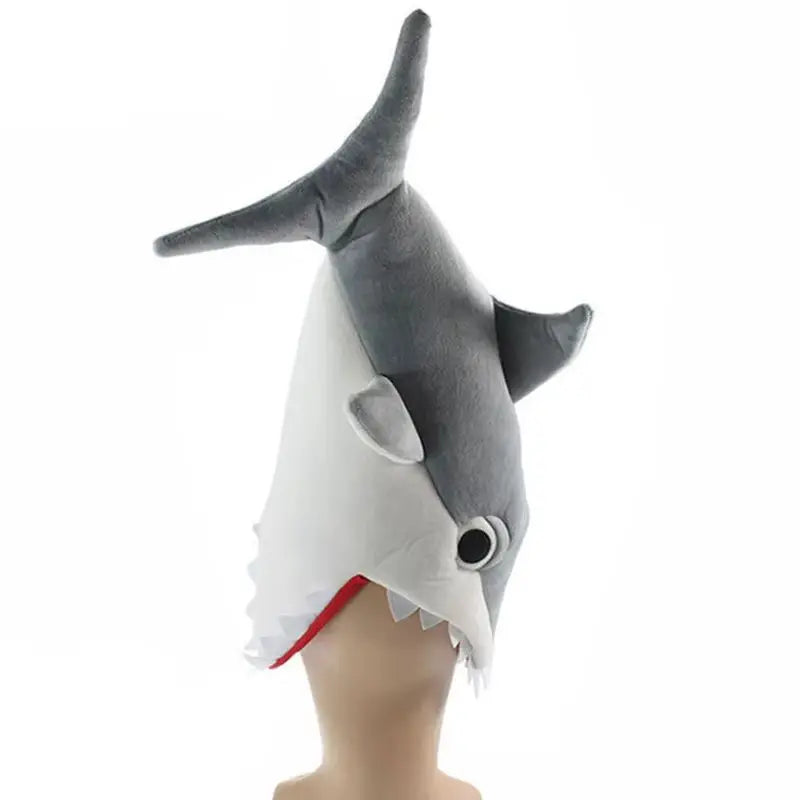 Plush Party Hats for Adults and Kids, Shark Costume Hat, Animal Theme Party, Red, Gray, Blue