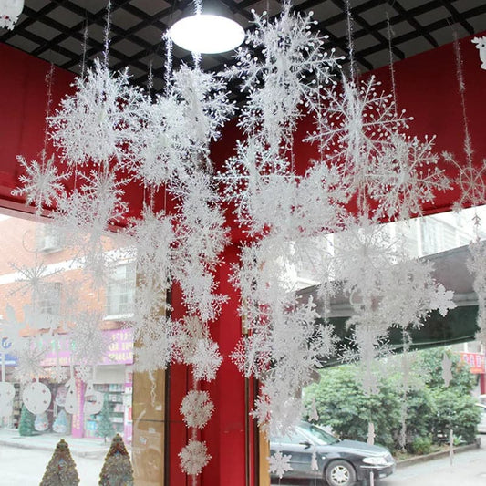 30 Pcs Large Christmas Snowflakes New Year Garlands Home Decor Ornaments Xmas Tree Hanging Glitter Snow Flake DIY Decoration