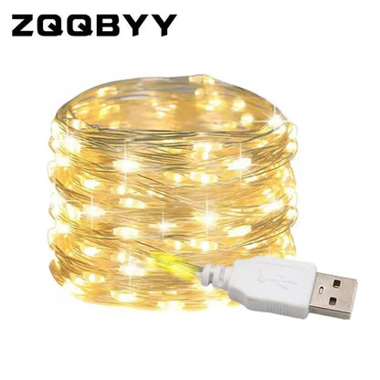 5/10/20M USB LED String Lights Copper Silver Wire Garland Light Waterproof Fairy Lights For Christmas Wedding Party Decoration